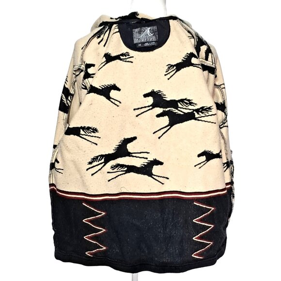 Vintage Horse Print Fleece Jacket Womens Size L by Tsunami Aztec Southwestern - Picture 10 of 13